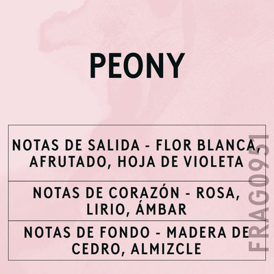 Peony Fragrance Oil scent card (Spanish)