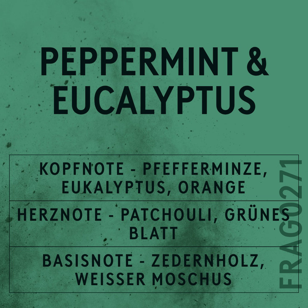 Peppermint and Eucalyptus Fragrance Oil scent card (German)