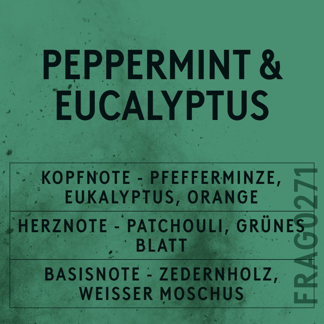Peppermint and Eucalyptus Fragrance Oil scent card (German)