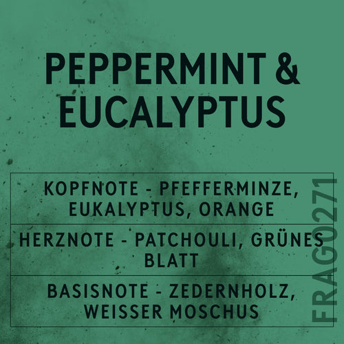Peppermint and Eucalyptus Fragrance Oil scent card (German)