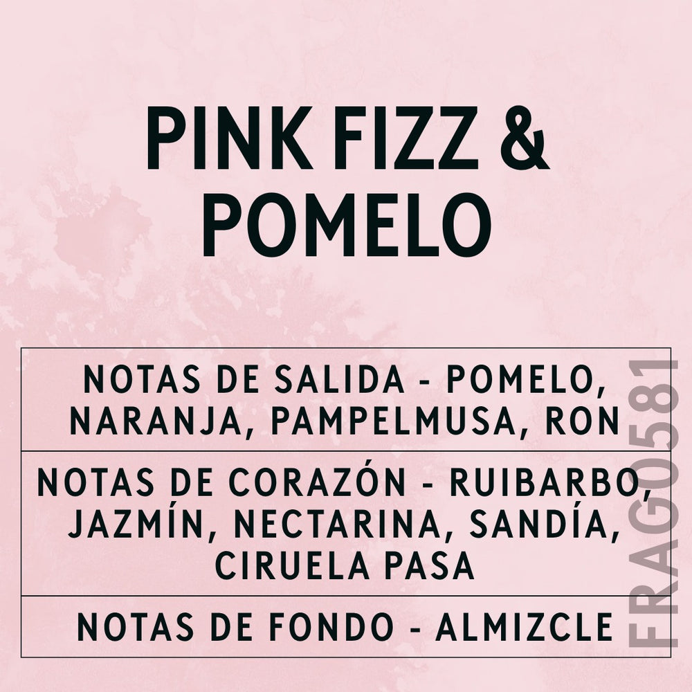Pink Fizz & Pomelo Fragrance Oil scent card (Spanish)