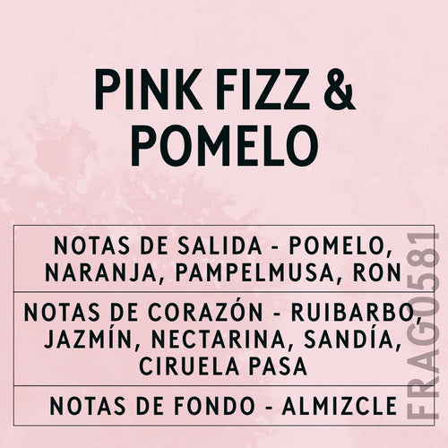 Pink Fizz & Pomelo Fragrance Oil scent card (Spanish)
