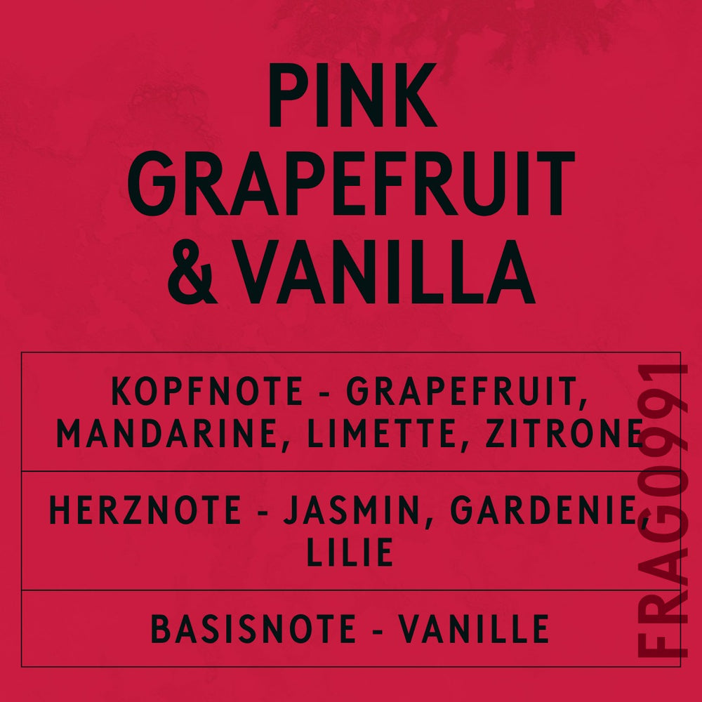 Pink Grapefruit and Vanilla Fragrance Oil scent card (German)