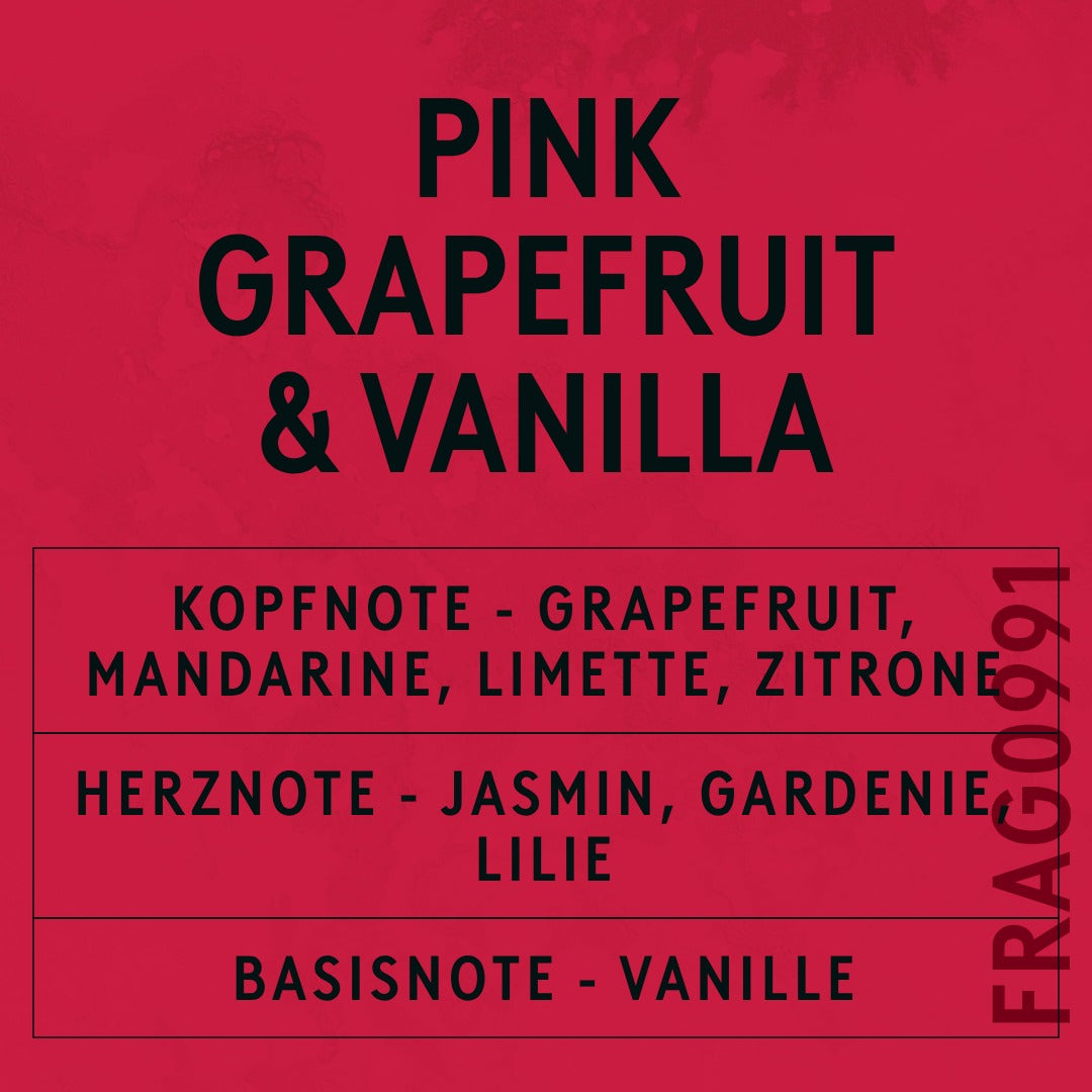 Pink Grapefruit and Vanilla Fragrance Oil scent card (German)