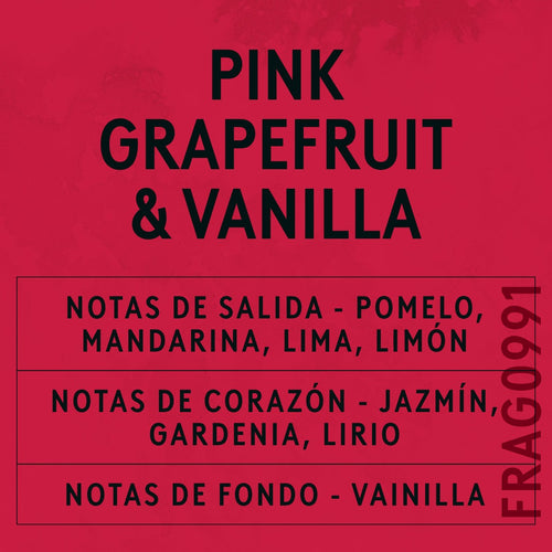 Pink Grapefruit and Vanilla Fragrance Oil scent card (Spanish)
