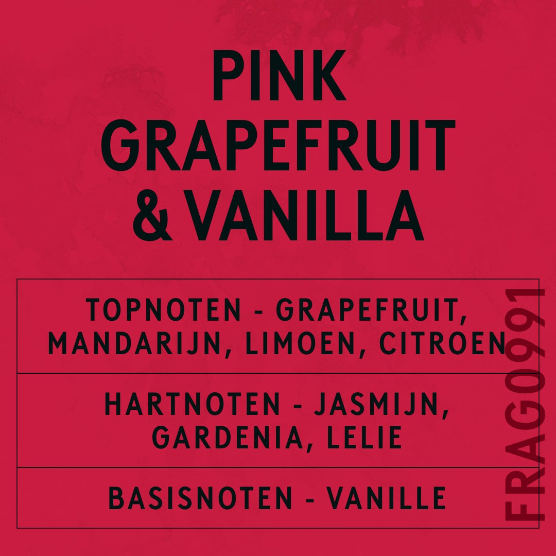 Pink Grapefruit and Vanilla Fragrance Oil scent card (Dutch)