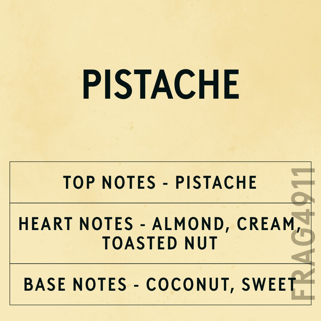 Pistache fragrance oil - Candle Shack aluminium bottle with dried botanicals on a dark slate background