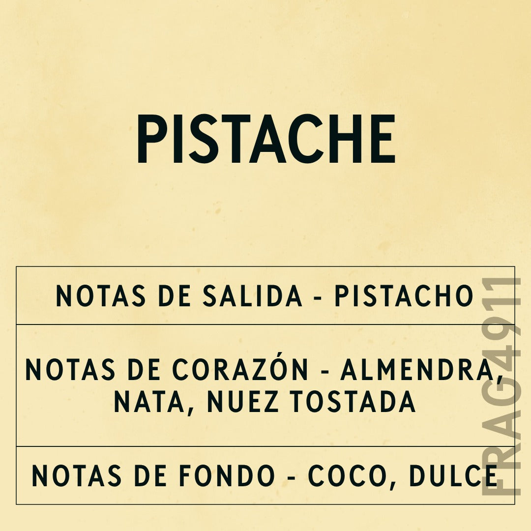 Pistache Fragrance Oil scent card (Spanish)