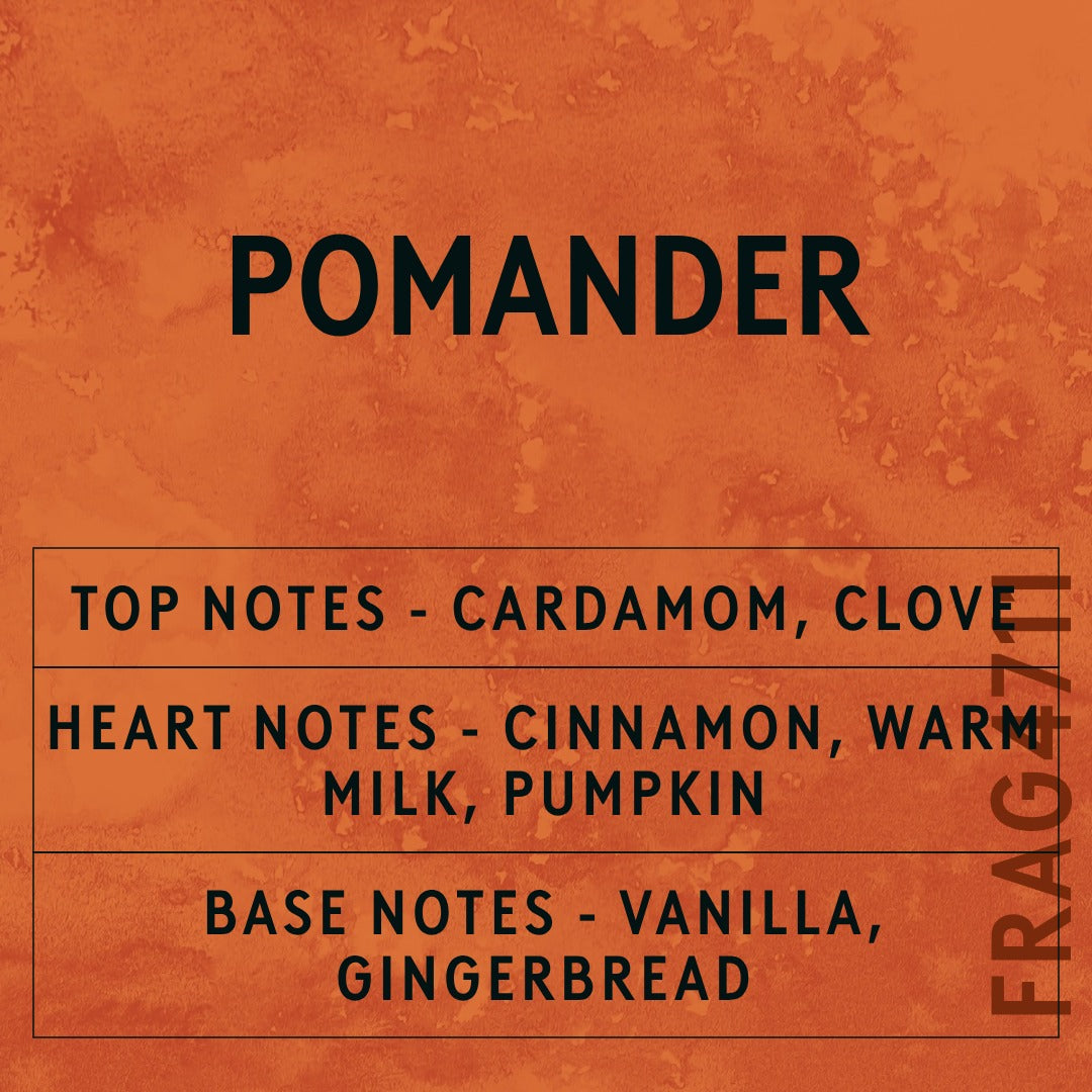 Pomander fragrance oil - Candle Shack aluminium bottle with dried botanicals on a dark slate background