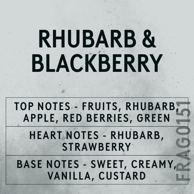 Rhubarb & Blackberry fragrance oil - Candle Shack aluminium bottle with dried botanicals on a dark slate background