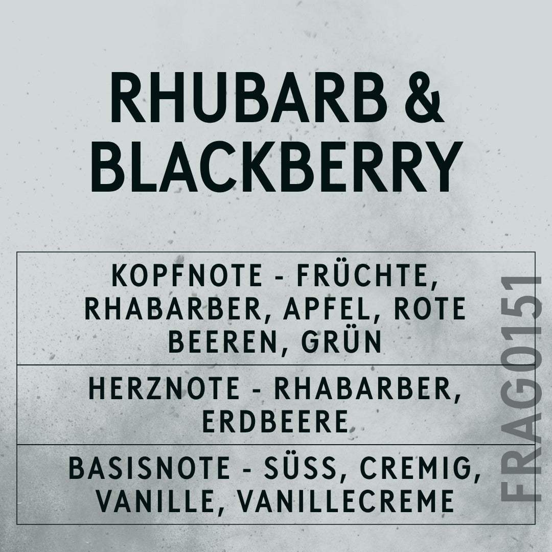 Rhubarb & Blackberry Fragrance Oil scent card (German)