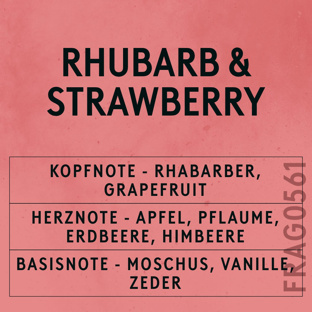 Rhubarb & Strawberry Fragrance Oil scent card (German)