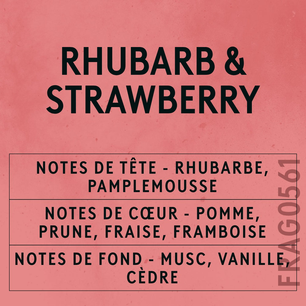 Rhubarb & Strawberry Fragrance Oil scent card (French)