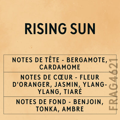 Rising Sun Fragrance Oil scent card (French)