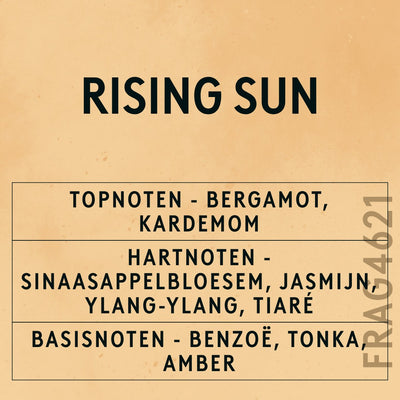 Rising Sun Fragrance Oil scent card (Dutch)