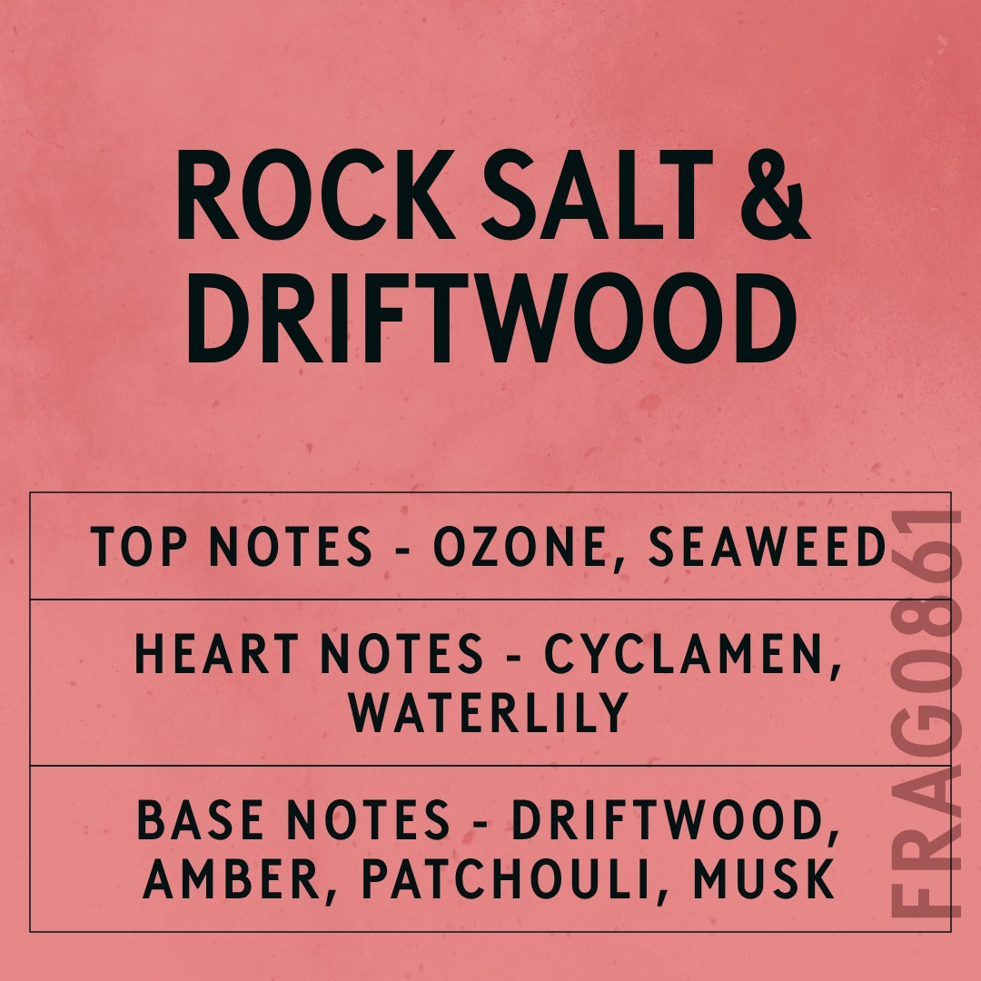 Rock Salt & Driftwood Fragrance Oil scent card (English)
