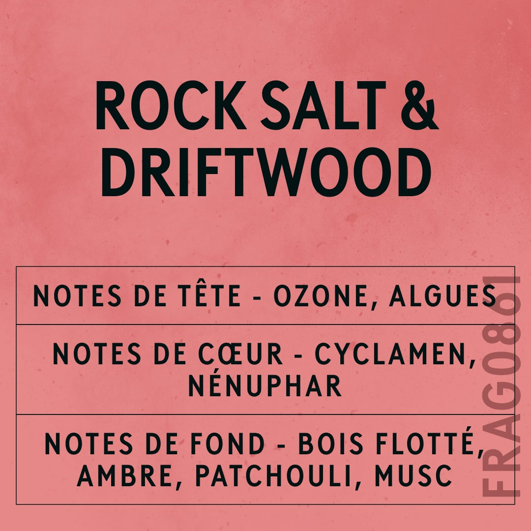 Rock Salt & Driftwood Fragrance Oil scent card (French)