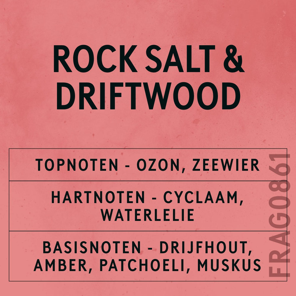 Rock Salt & Driftwood Fragrance Oil scent card (Dutch)