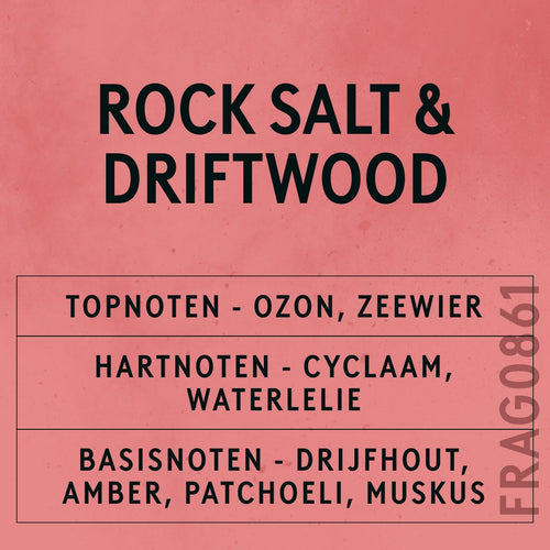 Rock Salt & Driftwood Fragrance Oil scent card (Dutch)