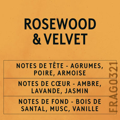 Rosewood and Velvet Fragrance Oil scent card (French)