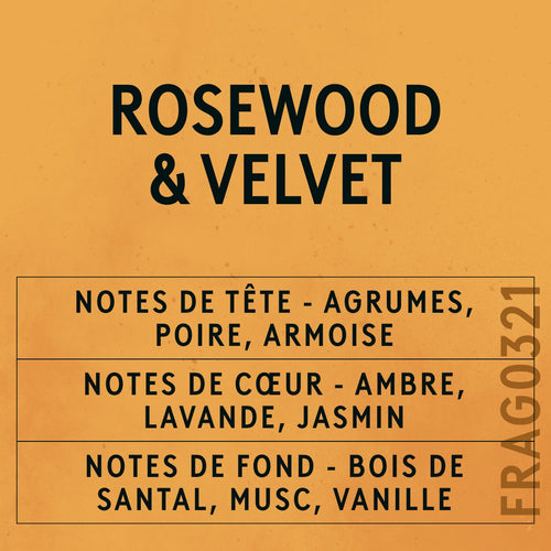 Rosewood and Velvet Fragrance Oil scent card (French)