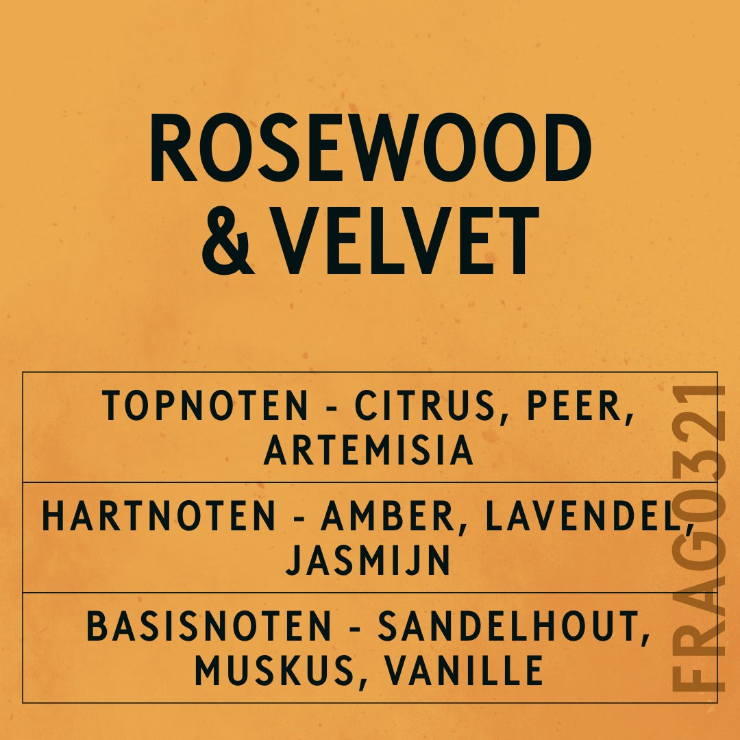 Rosewood and Velvet Fragrance Oil scent card (Dutch)