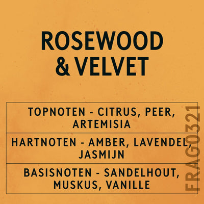 Rosewood and Velvet Fragrance Oil scent card (Dutch)