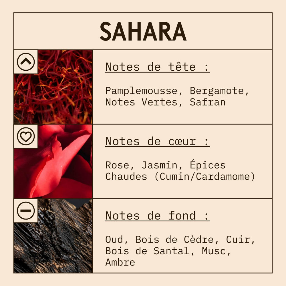 Sahara Fragrance Oil scent card (French)