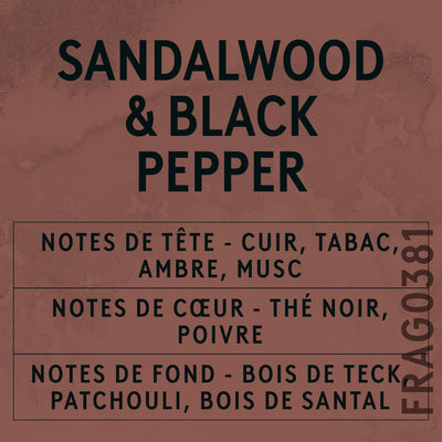 Sandalwood & Black Pepper Fragrance Oil scent card (French)