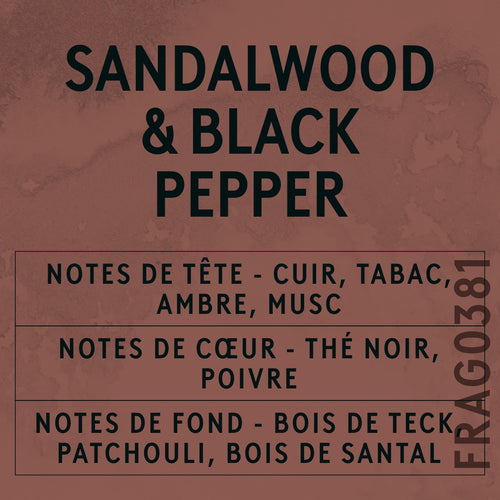 Sandalwood & Black Pepper Fragrance Oil scent card (French)