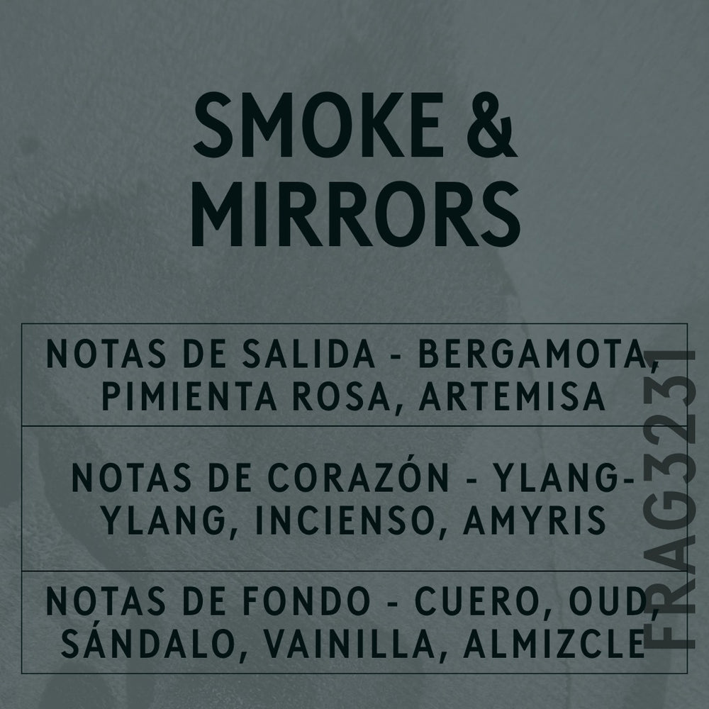 Smoke & Mirrors Fragrance Oil scent card (Spanish)