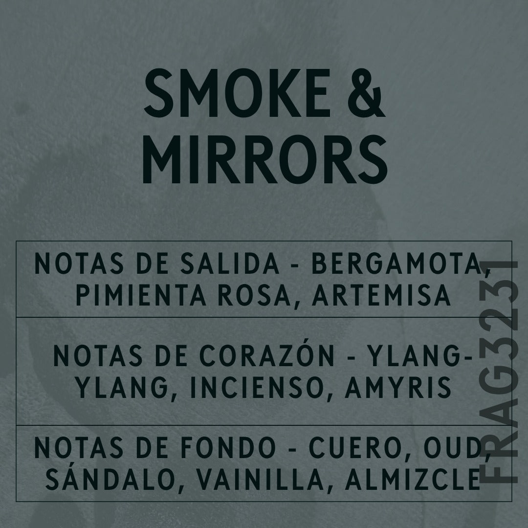 Smoke & Mirrors Fragrance Oil scent card (Spanish)