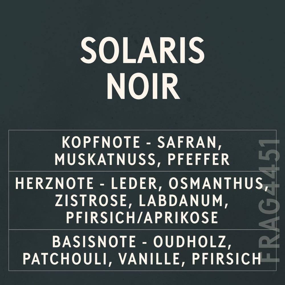 Solaris Noir Fragrance Oil scent card (German)