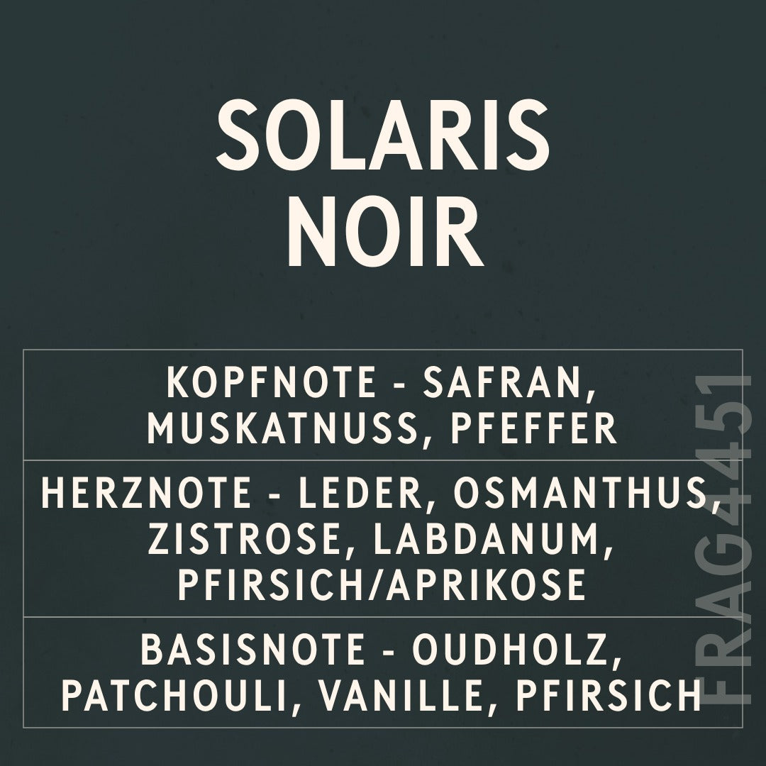 Solaris Noir Fragrance Oil scent card (German)