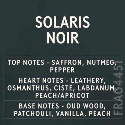 Solaris Noir Fragrance Oil scent card (English)