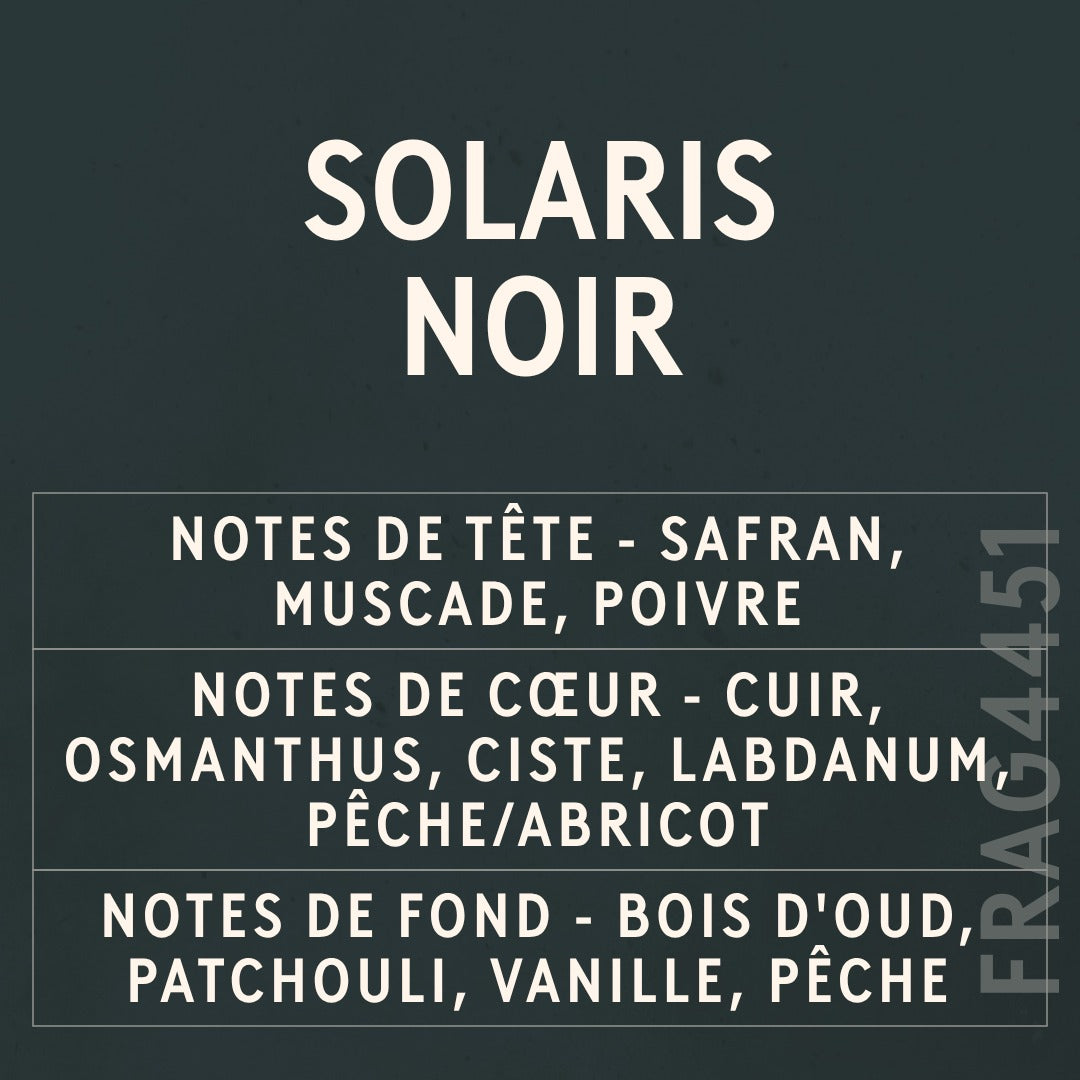 Solaris Noir Fragrance Oil scent card (French)