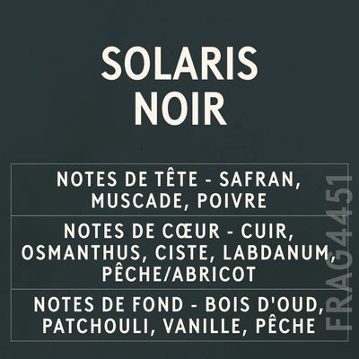 Solaris Noir Fragrance Oil scent card (French)