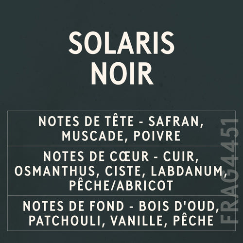 Solaris Noir Fragrance Oil scent card (French)