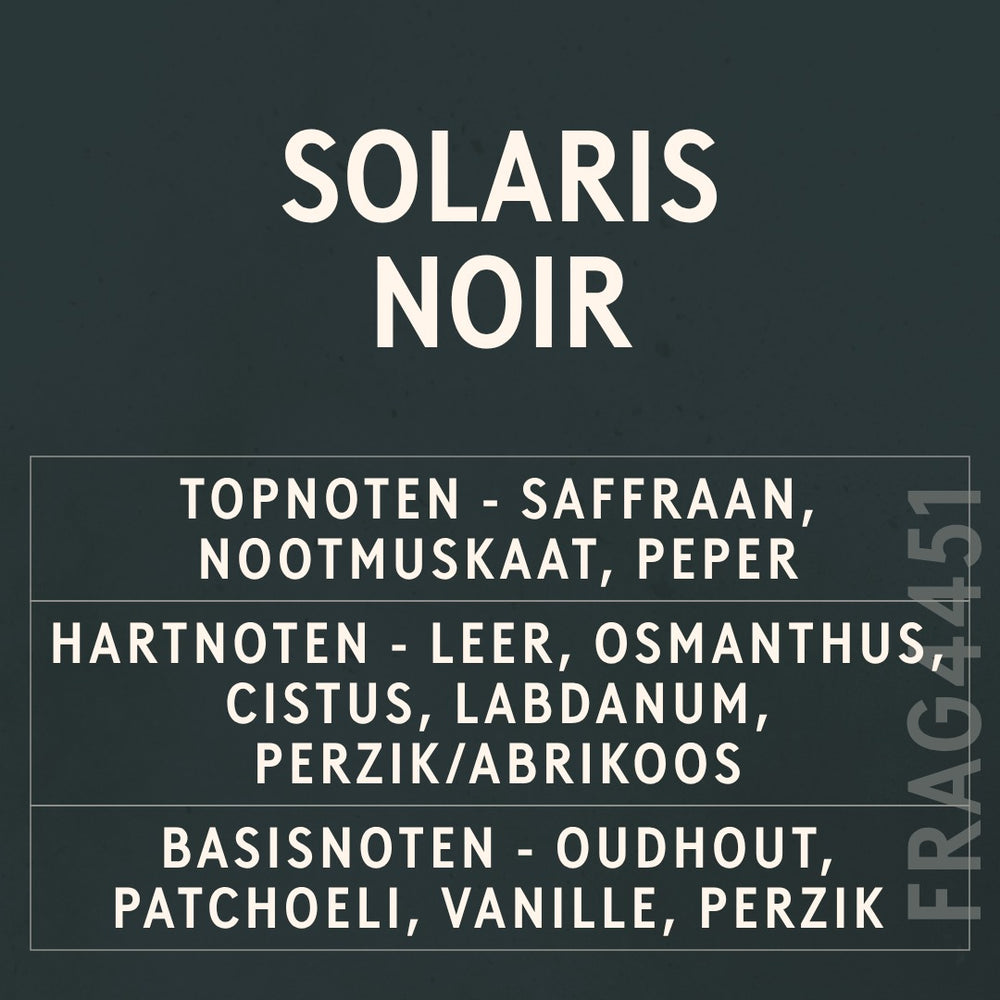Solaris Noir Fragrance Oil scent card (Dutch)