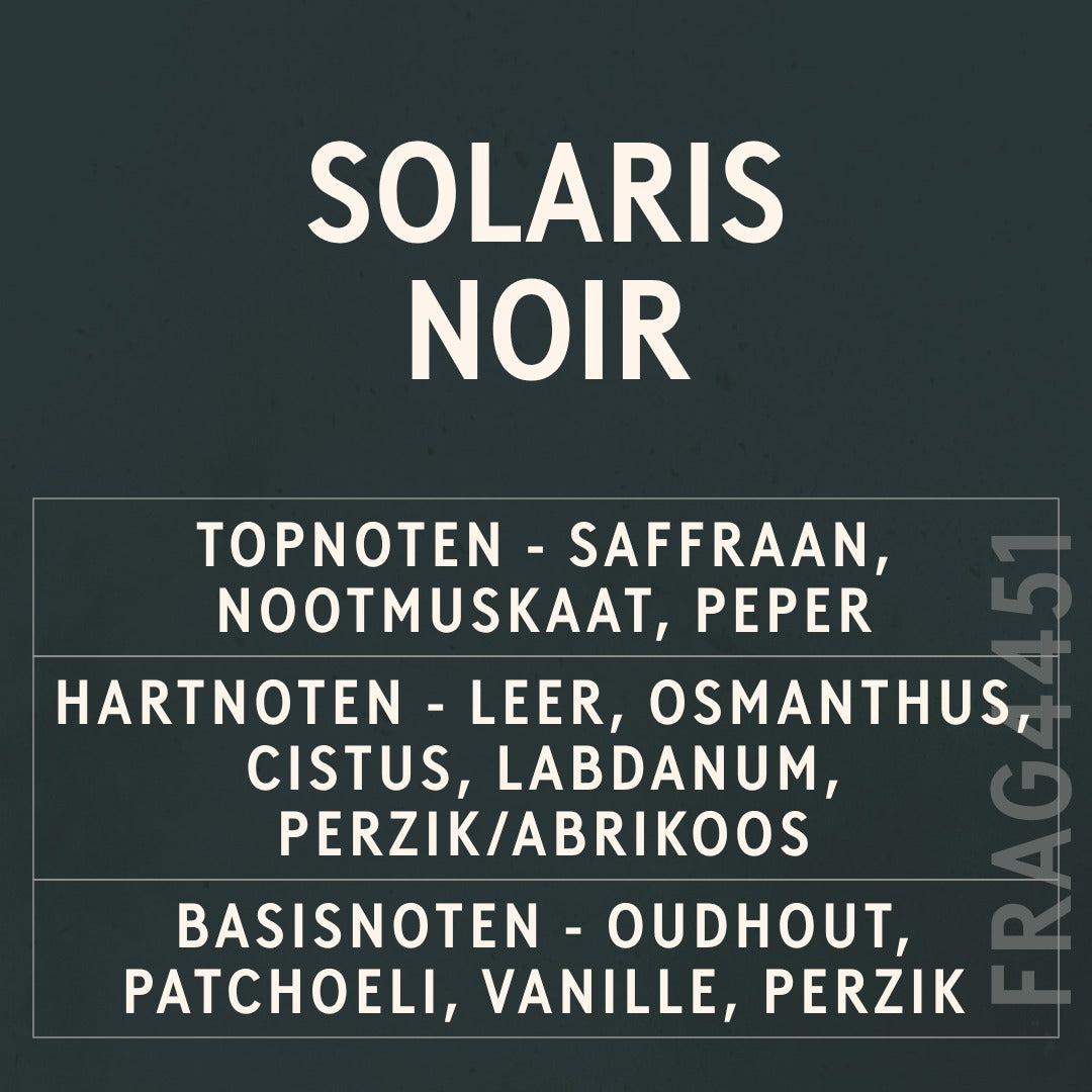 Solaris Noir Fragrance Oil scent card (Dutch)