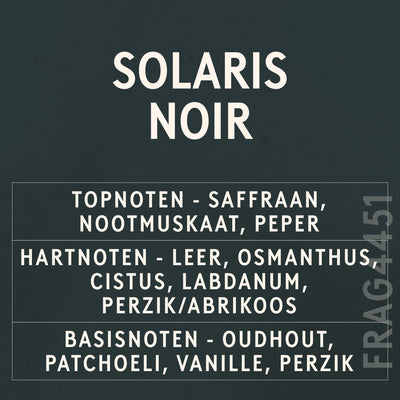 Solaris Noir Fragrance Oil scent card (Dutch)
