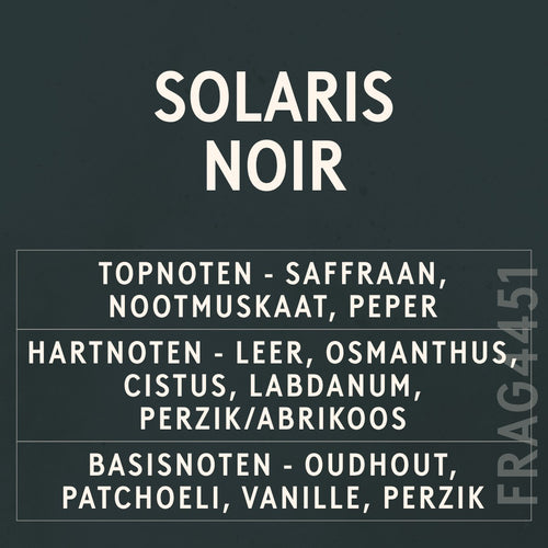Solaris Noir Fragrance Oil scent card (Dutch)