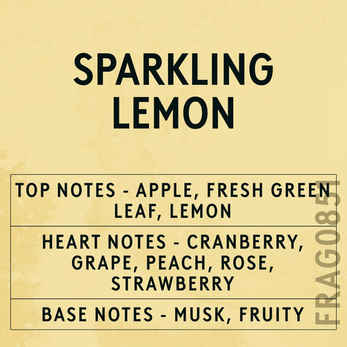 Sparkling Lemon fragrance oil - Candle Shack aluminium bottle with dried botanicals on a dark slate background