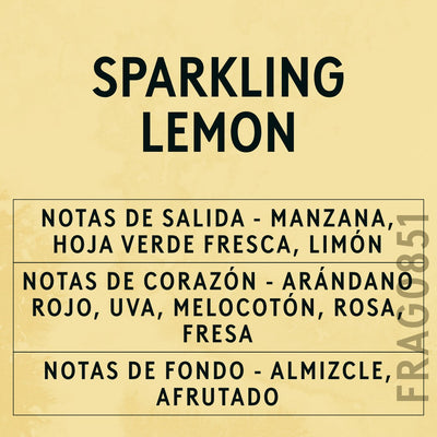 Sparkling Lemon Fragrance Oil scent card (Spanish)