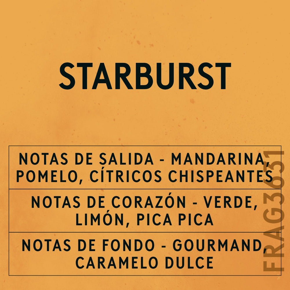 Starburst Fragrance Oil scent card (Spanish)