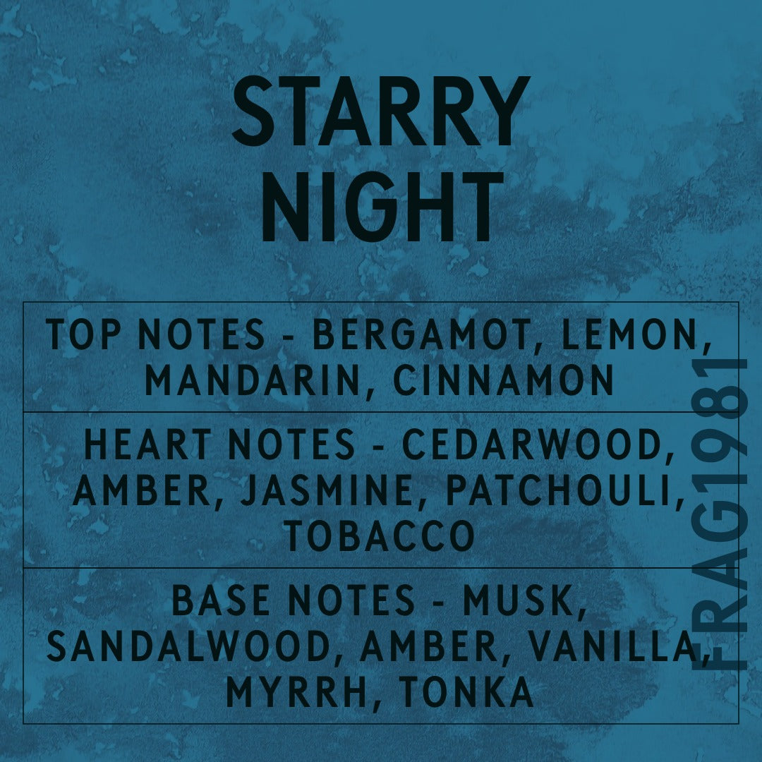 Starry Night Fragrance Oil scent card (English)