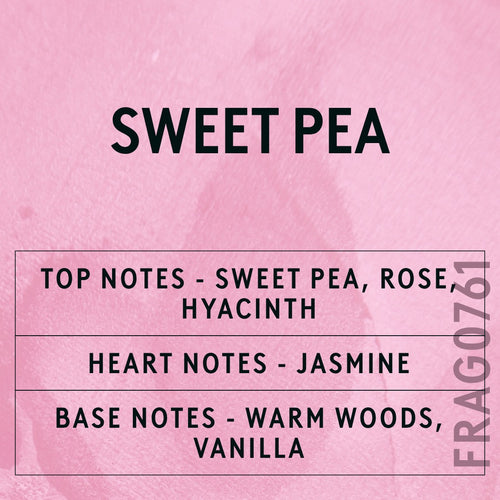Sweet Pea fragrance oil - Candle Shack aluminium bottle with dried botanicals on a dark slate background
