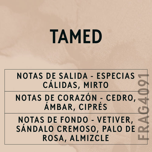 Tamed Fragrance Oil scent card (Spanish)