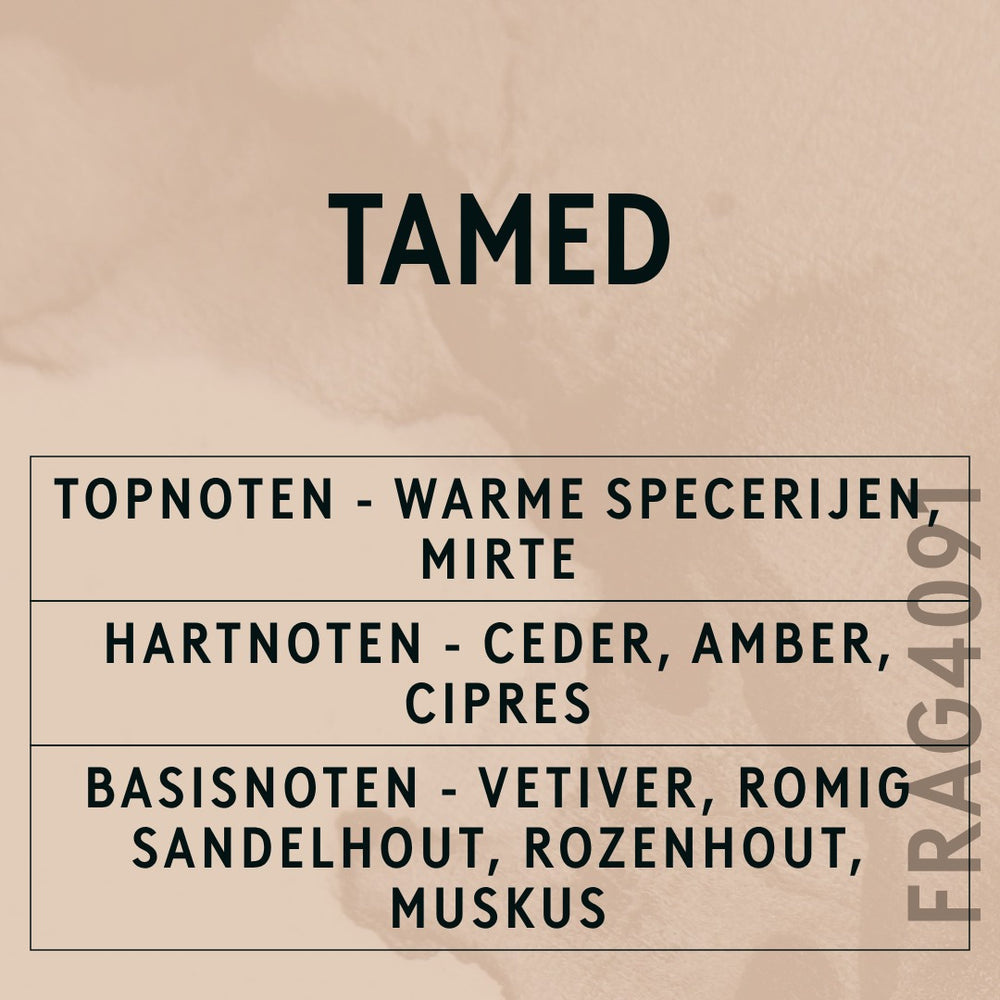 Tamed Fragrance Oil scent card (Dutch)