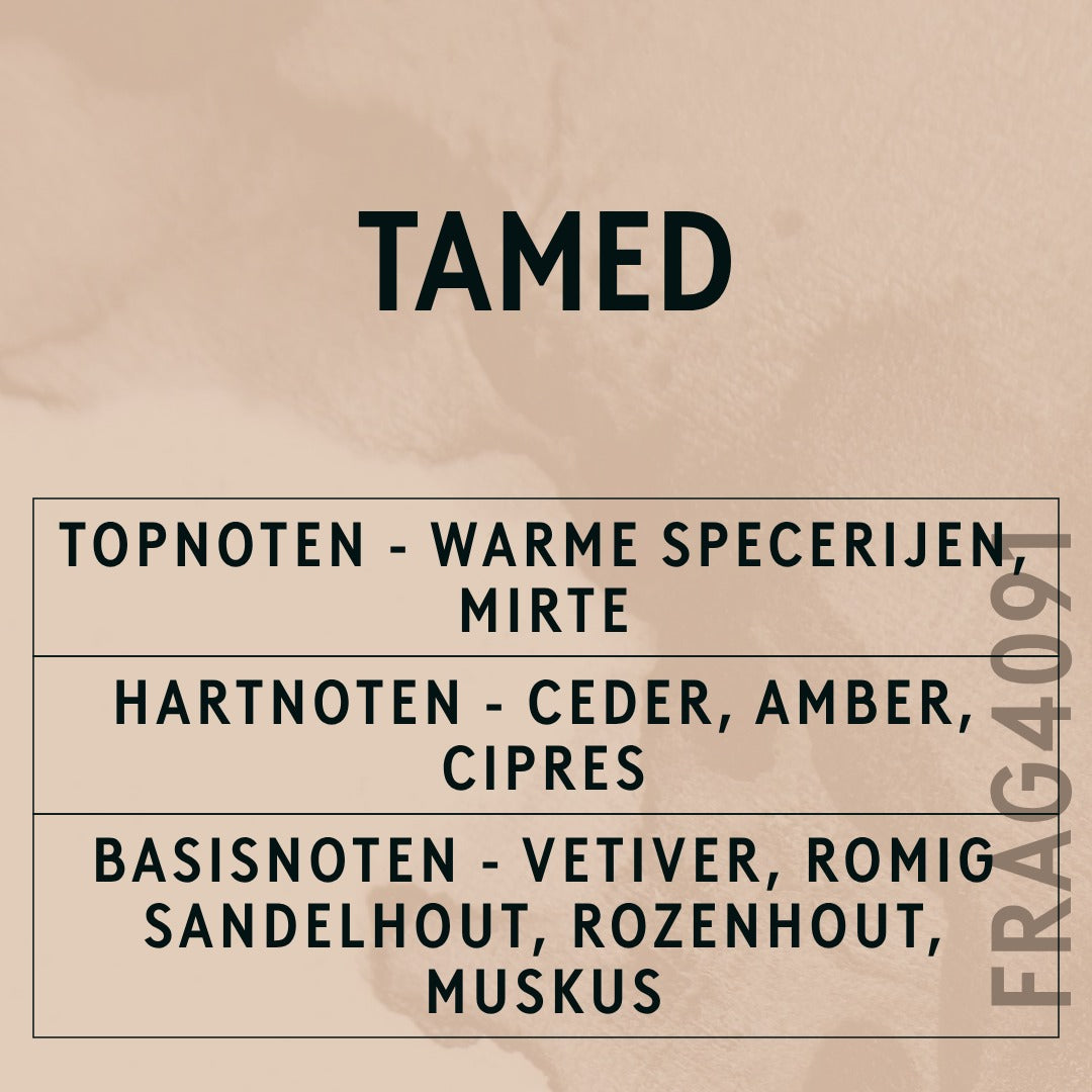Tamed Fragrance Oil scent card (Dutch)